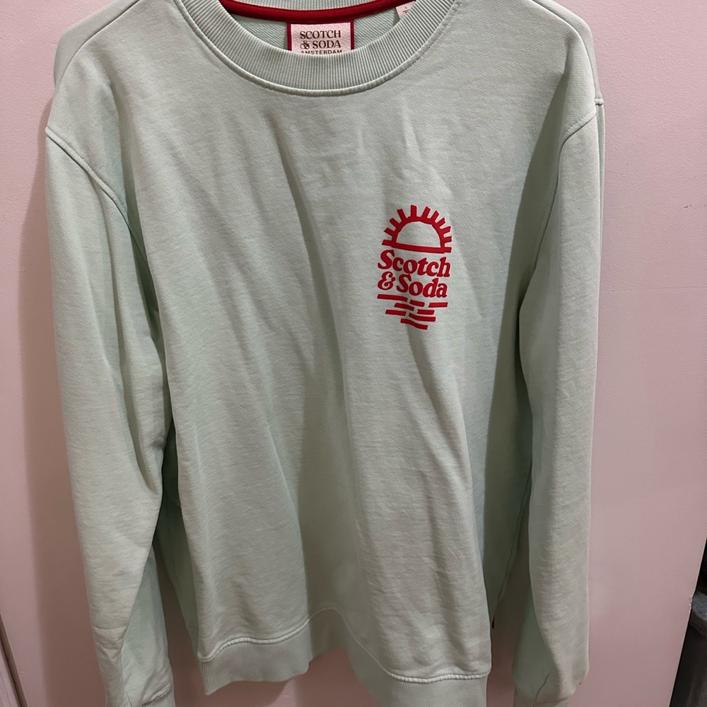 Scotch & Soda Mint Green Sweatshirt with Red Trim
